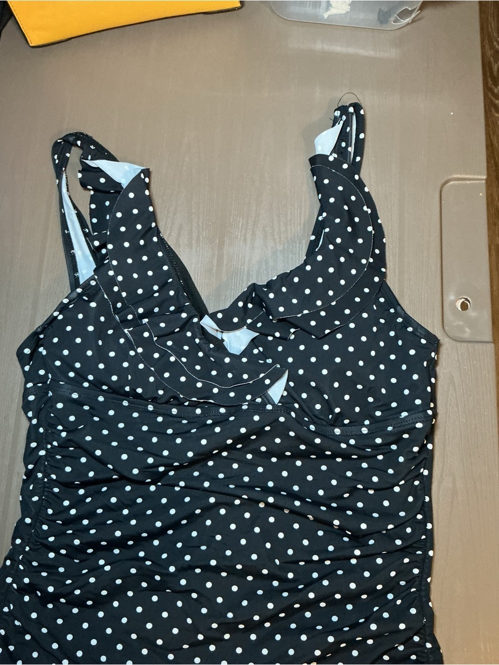 Polka Dot Ruched Tankini Black/White - Picture 5 of 10